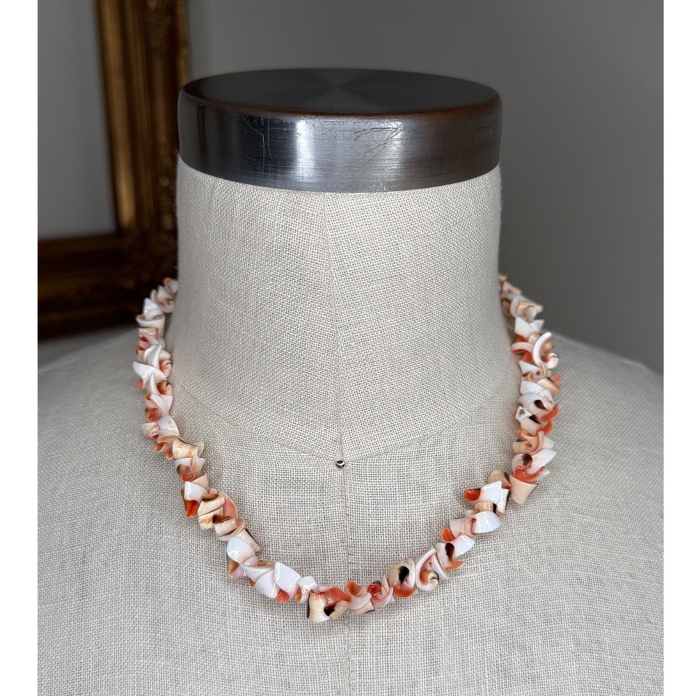 Unbranded Cone Shell Puka Shell Necklace Coral White Pink Coastal‎ Women's OS